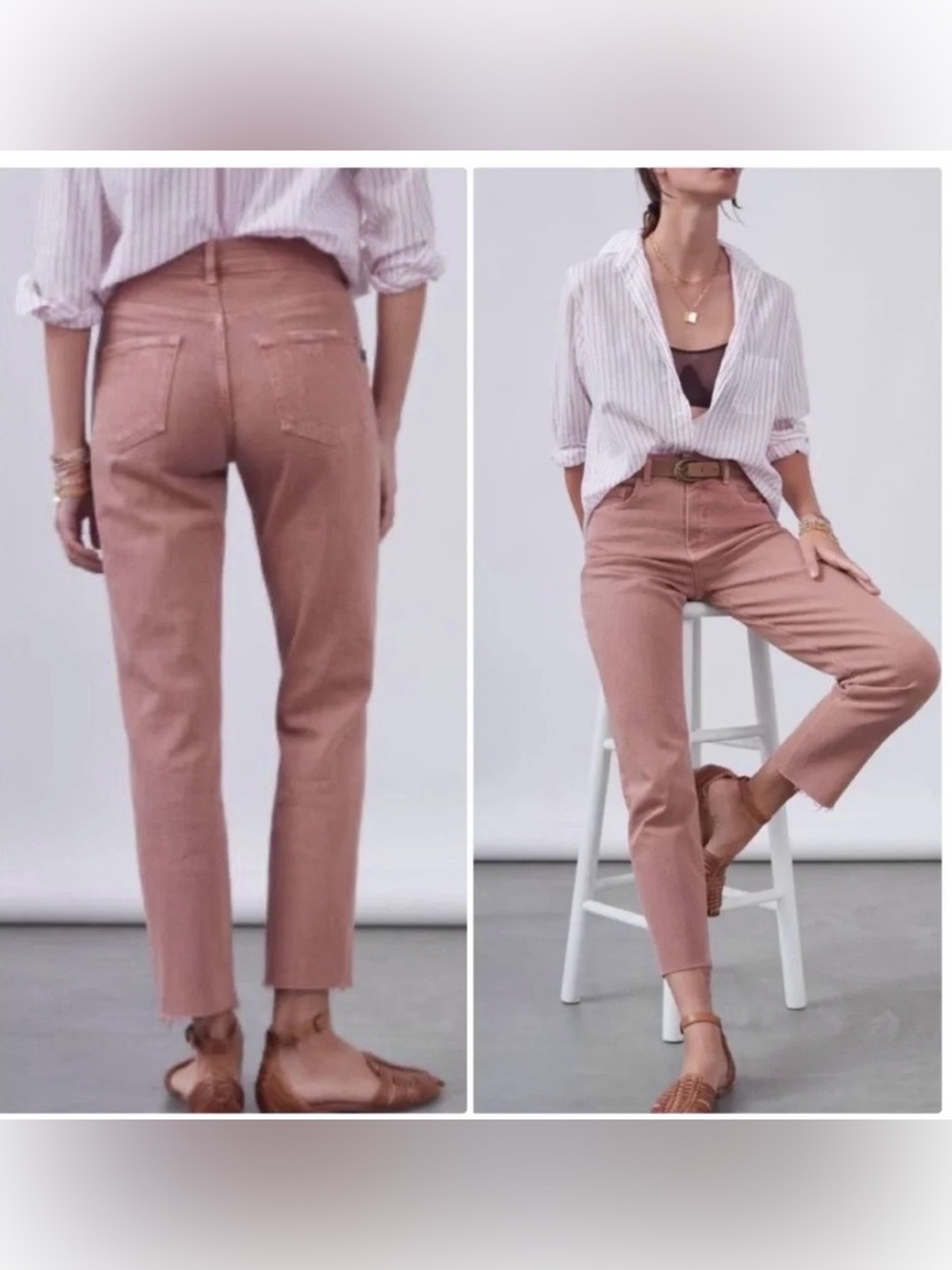 Pilcro The Vintage Straight Leg High Rise Mauve Dusty Pink Jeans NWOT Size 26